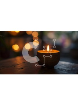 Intra Συλλεκτικό Ξύλινο Παζλ Plywood  4mm - Μονό αναμμένο κερί σε ξύλινο τραπέζι Σε Ξύλινο Κουτί - Διαστάσεις Puzzle: 10x10 cm – 25 κομμάτια