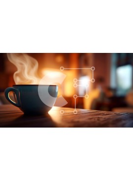 Σετ των 2 Intra Συλλεκτικό Ξύλινο Παζλ Plywood  4mm - Μπλε φλιτζάνι καφέ με ατμό σε ξύλινο τραπέζι Σε Ξύλινο Κουτί - Διαστάσεις: 10x10 cm – 25 κομμάτια