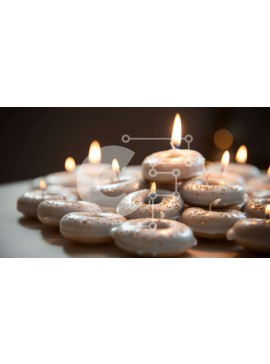 Σετ των 2 Intra Συλλεκτικό Ξύλινο Παζλ Plywood  4mm - Ομάδα ντόνατς με αναμμένα κεριά Σε Ξύλινο Κουτί - Διαστάσεις: 10x10 cm – 25 κομμάτια