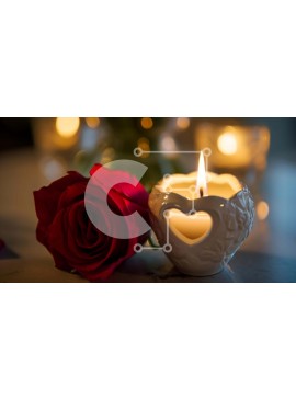 Σετ των 2 Intra Συλλεκτικό Ξύλινο Παζλ Plywood  4mm - Ρομαντικό σκηνικό με κόκκινο τριαντάφυλλο και κεριά Σε Ξύλινο Κουτί - Διαστάσεις: 10x10 cm – 25 κομμάτια