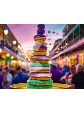 Σετ των 2 Intra Συλλεκτικό Ξύλινο Παζλ Plywood  4mm - Πολύχρωμη στοίβα ντόνατς - Νόστιμες λιχουδιές για κάθε περίσταση Σε Ξύλινο Κουτί - Διαστάσεις: 10x10 cm – 25 κομμάτια