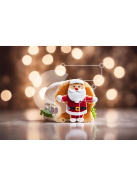 Σετ των 2 Intra Συλλεκτικό Ξύλινο Παζλ Plywood  4mm - Εορταστικό παιχνίδι Άγιος Βασίλης σάντουιτς με μαρούλι και λαχανικά Σε Ξύλινο Κουτί - Διαστάσεις: 10x10 cm – 25 κομμάτια