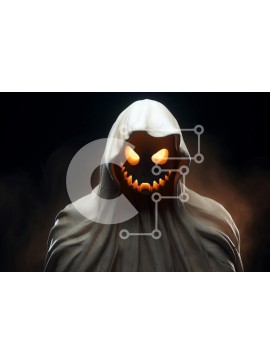 Intra Συλλεκτικό Ξύλινο Παζλ Plywood  4mm - Halloween Spirit - Λευκή φιγούρα με κουκούλα με λαμπερά μάτια Σε Ξύλινο Κουτί - Διαστάσεις Puzzle: 10x10 cm – 25 κομμάτια