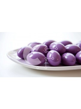 Σετ των 2 Intra Συλλεκτικό Ξύλινο Παζλ Plywood  4mm - Μωβ μπάλες καραμέλας σε λευκό πιάτο Σε Ξύλινο Κουτί - Διαστάσεις: 10x10 cm – 25 κομμάτια