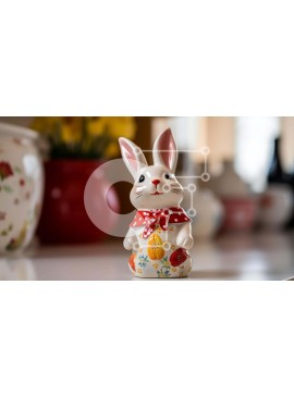 Intra Συλλεκτικό Ξύλινο Παζλ Plywood  4mm - Ειδώλιο λαγουδάκι του Πάσχα και ανοιξιάτικα λουλούδια Σε Ξύλινο Κουτί - Διαστάσεις Puzzle: 10x10 cm – 25 κομμάτια