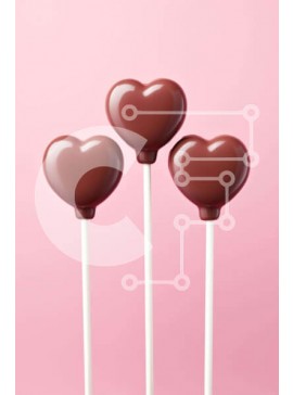 Σετ των 2 Intra Συλλεκτικό Ξύλινο Παζλ Plywood  4mm - Σοκολατένια γλειφιτζούρια σε σχήμα καρδιάς σε ροζ φόντο Σε Ξύλινο Κουτί - Διαστάσεις: 10x10 cm – 25 κομμάτια