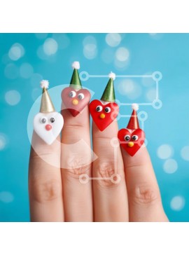 Σετ των 2 Intra Συλλεκτικό Ξύλινο Παζλ Plywood  4mm - Χέρι με νύχια διακοσμημένα με κόκκινη καρδιά και καπέλα για πάρτι Σε Ξύλινο Κουτί - Διαστάσεις: 10x10 cm – 25 κομμάτια