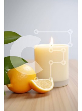 Σετ των 2 Intra Συλλεκτικό Ξύλινο Παζλ Plywood  4mm - Κερί με λεμόνια και φύλλα σε ξύλινο τραπέζι Σε Ξύλινο Κουτί - Διαστάσεις: 10x10 cm – 25 κομμάτια