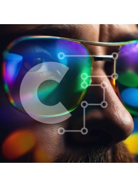 Σετ των 2 Intra Συλλεκτικό Ξύλινο Παζλ Plywood  4mm - Κοντινό πλάνο ενός άνδρα που φορά πολύχρωμα γυαλιά ηλίου Σε Ξύλινο Κουτί - Διαστάσεις: 10x10 cm – 25 κομμάτια