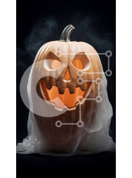 Intra Συλλεκτικό Ξύλινο Παζλ Plywood  4mm - Ανάποδα σκαλιστή κολοκύθα καλυμμένη με καπνό Σε Ξύλινο Κουτί - Διαστάσεις Puzzle: 10x10 cm – 25 κομμάτια