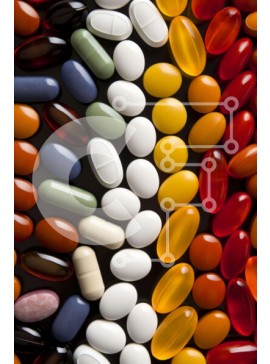 Intra Συλλεκτικό Ξύλινο Παζλ Plywood  4mm - Πολύχρωμα χάπια και κάψουλες διατεταγμένα σε μια ελκυστική οθόνη Σε Ξύλινο Κουτί - Διαστάσεις Puzzle: 10x10 cm – 25 κομμάτια