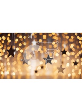 Intra Συλλεκτικό Ξύλινο Παζλ Plywood  4mm - Χρυσά αστέρια φωτάκια χορδών φόντο για εορταστικές διακοσμήσεις Σε Ξύλινο Κουτί - Διαστάσεις Puzzle: 10x10 cm – 25 κομμάτια