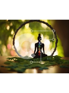 Intra Συλλεκτικό Ξύλινο Παζλ Plywood  4mm - Φιγούρα διαλογισμού με σύμβολα τσάκρα Σε Ξύλινο Κουτί - Διαστάσεις Puzzle: 10x10 cm – 25 κομμάτια