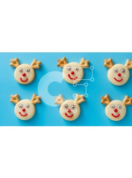 Σετ των 2 Intra Συλλεκτικό Ξύλινο Παζλ Plywood  4mm - Cookies προσώπου με τάρανδο - Εορταστικές εορταστικές λιχουδιές Σε Ξύλινο Κουτί - Διαστάσεις: 10x10 cm – 25 κομμάτια