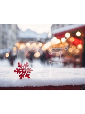 Intra Συλλεκτικό Ξύλινο Παζλ Plywood  4mm - Κόκκινη νιφάδα χιονιού στο χιόνι σε εξωτερικό περιβάλλον Σε Ξύλινο Κουτί - Διαστάσεις: 10x10 cm – 25 κομμάτια