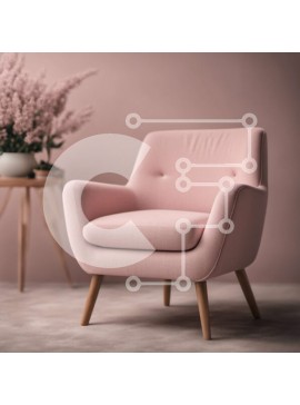 Intra Συλλεκτικό Ξύλινο Παζλ Plywood  4mm - Ροζ καρέκλα με ξύλινα πόδια μπροστά από έναν πορτοκαλί τοίχο Σε Ξύλινο Κουτί - Διαστάσεις Puzzle: 10x10 cm – 25 κομμάτια