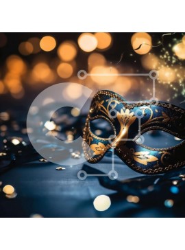 Σετ των 2 Intra Συλλεκτικό Ξύλινο Παζλ Plywood  4mm - Μπλε και χρυσή μάσκα μεταμφίεσης με αστραφτερά φώτα και διακοσμητικά Σε Ξύλινο Κουτί - Διαστάσεις: 10x10 cm – 25 κομμάτια