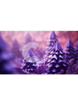 Intra Συλλεκτικό Ξύλινο Παζλ Plywood  4mm - Ομάδα μωβ δέντρων Origami στο δάσος Σε Ξύλινο Κουτί - Διαστάσεις: 10x10 cm – 25 κομμάτια