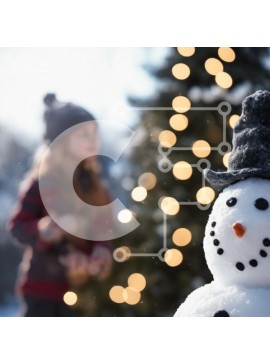 Intra Συλλεκτικό Ξύλινο Παζλ Plywood  4mm - Χιονάνθρωπος και χριστουγεννιάτικο δέντρο με ένα νεαρό κορίτσι Σε Ξύλινο Κουτί - Διαστάσεις Puzzle: 10x10 cm – 25 κομμάτια