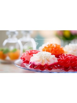 Σετ των 2 Intra Συλλεκτικό Ξύλινο Παζλ Plywood  4mm - Ποικιλία πολύχρωμων ζελέ σε διαφανές πιάτο Σε Ξύλινο Κουτί - Διαστάσεις: 10x10 cm – 25 κομμάτια