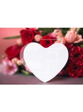 Intra Συλλεκτικό Ξύλινο Παζλ Plywood  4mm - Λευκό χαρτί σε σχήμα καρδιάς που περιβάλλεται από κόκκινα και ροζ λουλούδια Σε Ξύλινο Κουτί - Διαστάσεις Puzzle: 10x10 cm – 25 κομμάτια