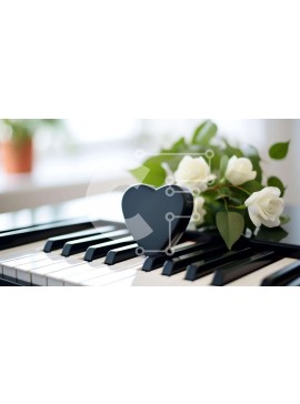 Intra Συλλεκτικό Ξύλινο Παζλ Plywood  4mm - Κομψή φλοράλ σύνθεση σε πλήκτρα πιάνου Σε Ξύλινο Κουτί - Διαστάσεις Puzzle: 10x10 cm – 25 κομμάτια