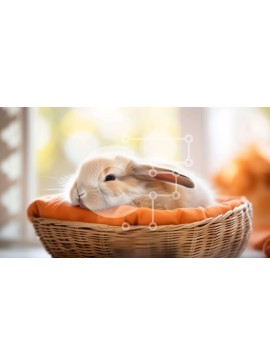 Intra Συλλεκτικό Ξύλινο Παζλ Plywood  4mm - Αξιολάτρευτο καφέ λαγουδάκι που κάθεται σε πορτοκαλί ψάθινο καλάθι Σε Ξύλινο Κουτί - Διαστάσεις: 10x10 cm – 25 κομμάτια