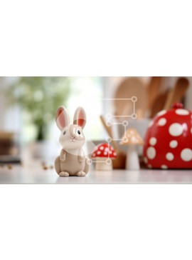 Intra Συλλεκτικό Ξύλινο Παζλ Plywood  4mm - Πασχαλινό ειδώλιο λαγουδάκι και είδη κουζίνας Σε Ξύλινο Κουτί - Διαστάσεις Puzzle: 10x10 cm – 25 κομμάτια