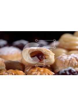 Σετ των 2 Intra Συλλεκτικό Ξύλινο Παζλ Plywood  4mm - Διάφορα αρτοσκευάσματα και επιδόρπια με τρύπες και ζάχαρη άχνη Σε Ξύλινο Κουτί - Διαστάσεις: 10x10 cm – 25 κομμάτια