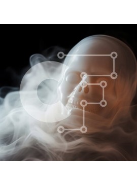 Intra Συλλεκτικό Ξύλινο Παζλ Plywood  4mm - Λευκό κρανίο με καπνό που περιβάλλει Σε Ξύλινο Κουτί - Διαστάσεις Puzzle: 10x10 cm – 25 κομμάτια