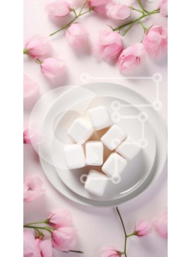 Intra Συλλεκτικό Ξύλινο Παζλ Plywood  4mm - Marshmallows σε λευκό πιάτο με ροζ λουλούδια Σε Ξύλινο Κουτί - Διαστάσεις: 10x10 cm – 25 κομμάτια
