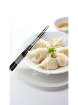 Intra Συλλεκτικό Ξύλινο Παζλ Plywood  4mm - Ασιατικά ζυμαρικά και σούπα σε λευκό πιάτο με ξυλάκια Σε Ξύλινο Κουτί - Διαστάσεις: 10x10 cm – 25 κομμάτια