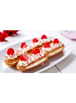 Σετ των 2 Intra Συλλεκτικό Ξύλινο Παζλ Plywood  4mm - Πιάτο με ντόνατς και κόκκινα τριαντάφυλλα Σε Ξύλινο Κουτί - Διαστάσεις: 10x10 cm – 25 κομμάτια