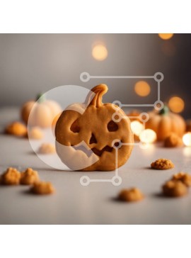 Σετ των 2 Intra Συλλεκτικό Ξύλινο Παζλ Plywood  4mm - Αποκριάτικο μπισκότο σε σχήμα κολοκύθας με μικρές κολοκύθες και μπισκότα Σε Ξύλινο Κουτί - Διαστάσεις: 10x10 cm – 25 κομμάτια