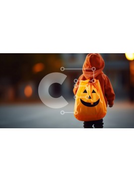 Intra Συλλεκτικό Ξύλινο Παζλ Plywood  4mm - Παιδί με τσάντα κολοκύθας στις Απόκριες ή τις διακοπές Σε Ξύλινο Κουτί - Διαστάσεις Puzzle: 10x10 cm – 25 κομμάτια