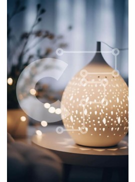 Intra Συλλεκτικό Ξύλινο Παζλ Plywood  4mm - Λευκό επιτραπέζιο φωτιστικό με διακοσμητικές λεπτομέρειες Σε Ξύλινο Κουτί - Διαστάσεις Puzzle: 10x10 cm – 25 κομμάτια