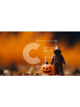 Intra Συλλεκτικό Ξύλινο Παζλ Plywood  4mm - Παιχνίδι κολοκύθας και φιγούρα Jack-o'-φαναριού σε φθινοπωρινό φόντο Σε Ξύλινο Κουτί - Διαστάσεις Puzzle: 10x10 cm – 25 κομμάτια