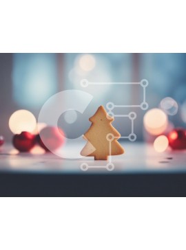 Σετ των 2 Intra Συλλεκτικό Ξύλινο Παζλ Plywood  4mm - Εορταστικό δέντρο μπισκότων σε ξύλινο τραπέζι Σε Ξύλινο Κουτί - Διαστάσεις: 10x10 cm – 25 κομμάτια