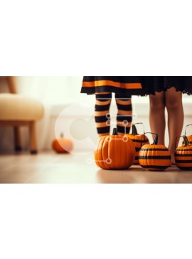 Intra Συλλεκτικό Ξύλινο Παζλ Plywood  4mm - Παιδιά με κοστούμια αποκριών με κολοκύθες στο ξύλινο πάτωμα Σε Ξύλινο Κουτί - Διαστάσεις Puzzle: 10x10 cm – 25 κομμάτια