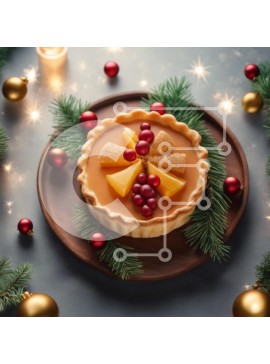 Σετ των 2 Intra Συλλεκτικό Ξύλινο Παζλ Plywood  4mm - Επιδόρπιο με χριστουγεννιάτικο θέμα με πορτοκάλια, κεράσια και κουκουνάρια Σε Ξύλινο Κουτί - Διαστάσεις: 10x10 cm – 25 κομμάτια