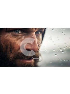 Intra Συλλεκτικό Ξύλινο Παζλ Plywood  4mm - Άνδρας που κοιτάζει έξω από το παράθυρο με γένια και σταγόνες βροχής Σε Ξύλινο Κουτί - Διαστάσεις Puzzle: 10x10 cm – 25 κομμάτια