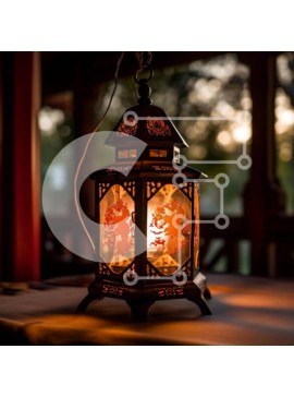 Intra Συλλεκτικό Ξύλινο Παζλ Plywood  4mm - Τραπεζαρία εξωτερικού χώρου με αναμμένο φανάρι Σε Ξύλινο Κουτί - Διαστάσεις Puzzle: 10x10 cm – 25 κομμάτια