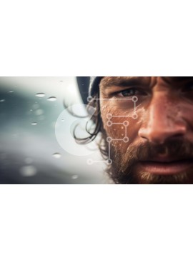 Intra Συλλεκτικό Ξύλινο Παζλ Plywood  4mm - Γενειοφόρος άνδρας που στέκεται στη βροχή Σε Ξύλινο Κουτί - Διαστάσεις Puzzle: 10x10 cm – 25 κομμάτια