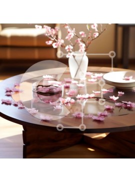 Intra Συλλεκτικό Ξύλινο Παζλ Plywood  4mm - Τραπεζάκι σαλονιού με ροζ άνθη και πιάτα Σε Ξύλινο Κουτί - Διαστάσεις Puzzle: 10x10 cm – 25 κομμάτια