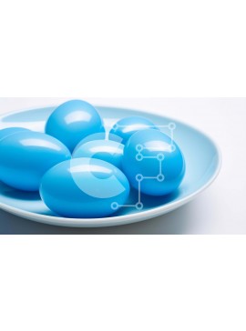 Intra Συλλεκτικό Ξύλινο Παζλ Plywood  4mm - Λευκό μπολ με μπλε πλαστικά πασχαλινά αυγά Σε Ξύλινο Κουτί - Διαστάσεις Puzzle: 10x10 cm – 25 κομμάτια