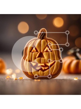 Σετ των 2 Intra Συλλεκτικό Ξύλινο Παζλ Plywood  4mm - Διακόσμηση μπισκότων σε σχήμα κολοκύθας για το Halloween Σε Ξύλινο Κουτί - Διαστάσεις: 10x10 cm – 25 κομμάτια