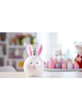 Intra Συλλεκτικό Ξύλινο Παζλ Plywood  4mm - Σκηνή με θέμα το Πάσχα με λευκό λαγουδάκι και πασχαλινά αυγά Σε Ξύλινο Κουτί - Διαστάσεις Puzzle: 10x10 cm – 25 κομμάτια