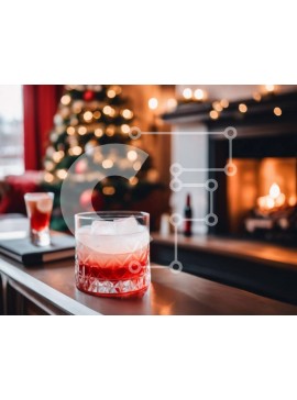 Intra Συλλεκτικό Ξύλινο Παζλ Plywood  4mm - Ποτήρι κόκκινο κρασί με βιβλία και χριστουγεννιάτικο δέντρο Σε Ξύλινο Κουτί - Διαστάσεις Puzzle: 10x10 cm – 25 κομμάτια