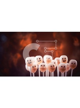 Intra Συλλεκτικό Ξύλινο Παζλ Plywood  4mm - Ομάδα γλειφιτζούρια φαντασμάτων σε πορτοκαλί φόντο Σε Ξύλινο Κουτί - Διαστάσεις Puzzle: 10x10 cm – 25 κομμάτια