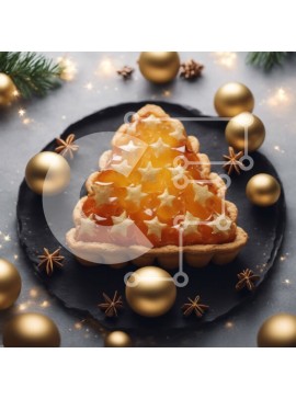 Σετ των 2 Intra Συλλεκτικό Ξύλινο Παζλ Plywood  4mm - Ανάποδη τούρτα σε σχήμα χριστουγεννιάτικου δέντρου με χρυσά στολίδια Σε Ξύλινο Κουτί - Διαστάσεις: 10x10 cm – 25 κομμάτια